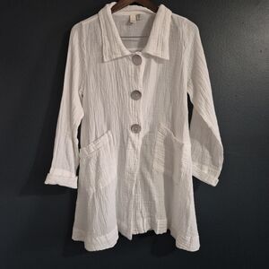 Shannon Passero White Cotton ALine Textured Top Tunic XS